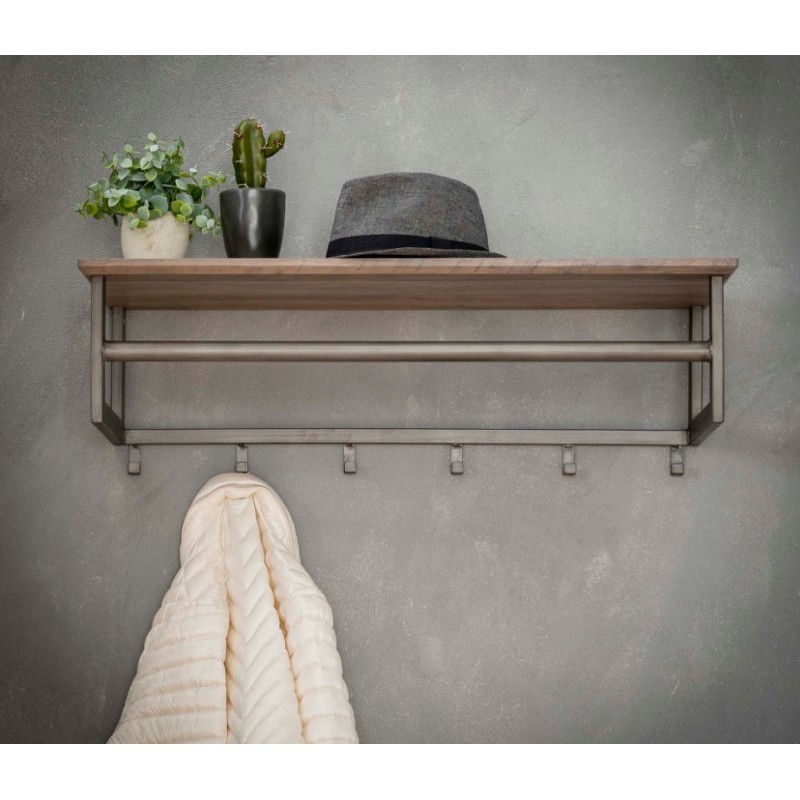 ZI Coat rack 6 hooks with rod -hat shelf